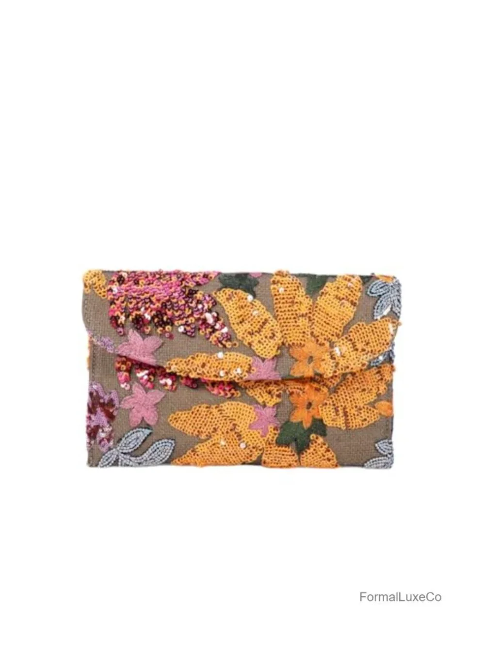 Floral Embroidered Beaded Sequin Clutch Evening Bag Wedding